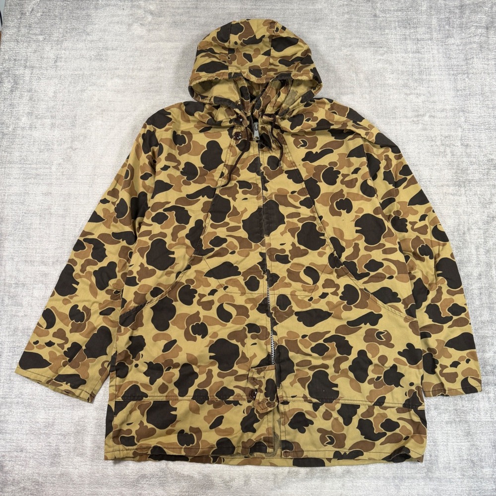 Vintage Trailways Jacket Mens Large Brown 90s Duck Hunter Camo Parka Hooded